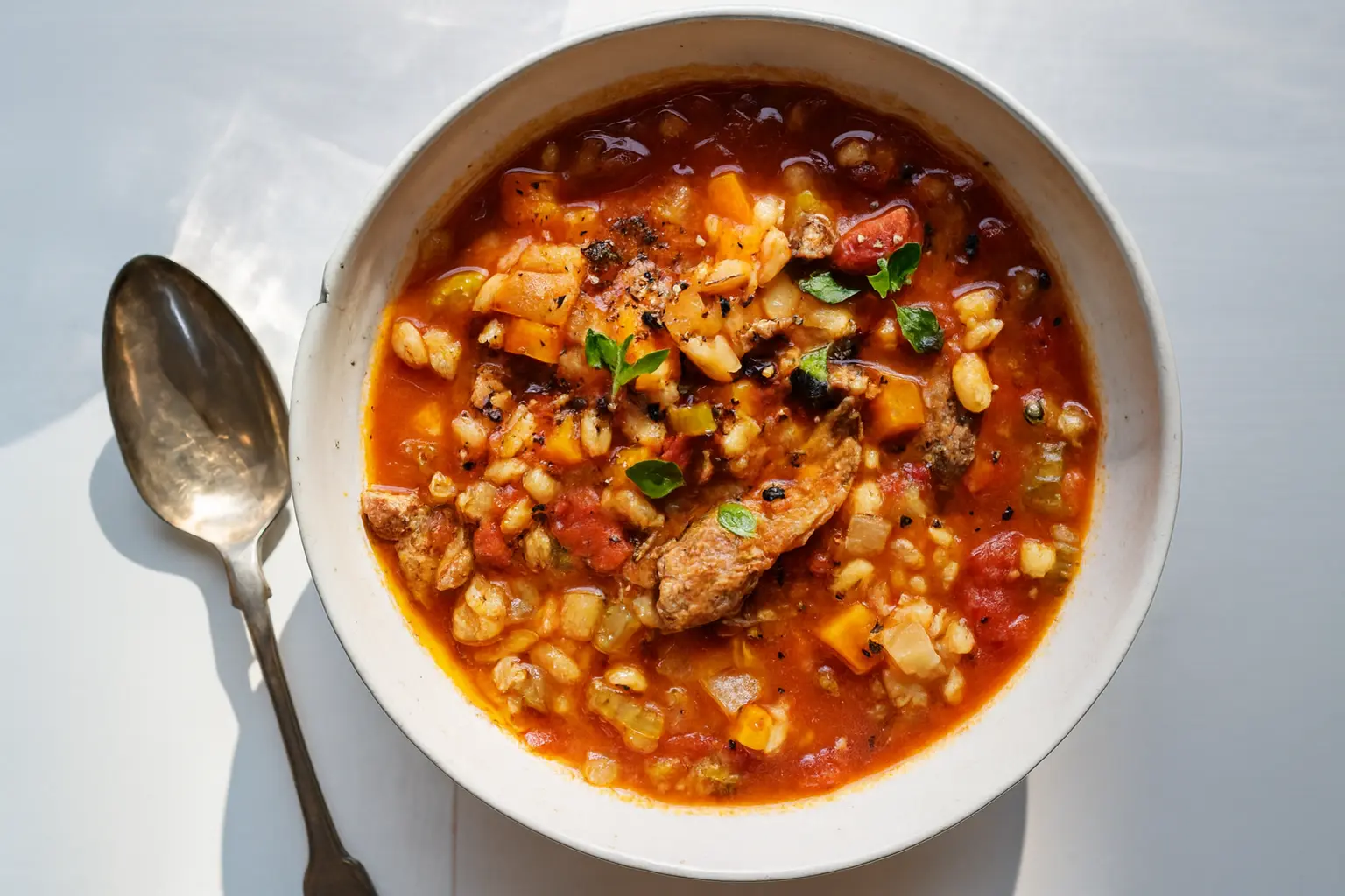 barley, vegetables and broth
