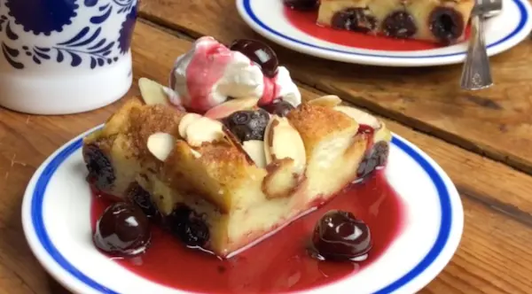 Cherry bread pudding